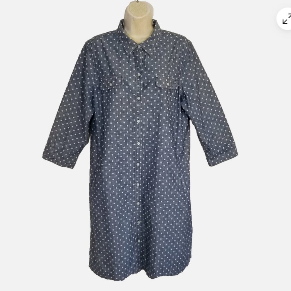 TALBOTS Button Front Shirt Dress 6840E1M
